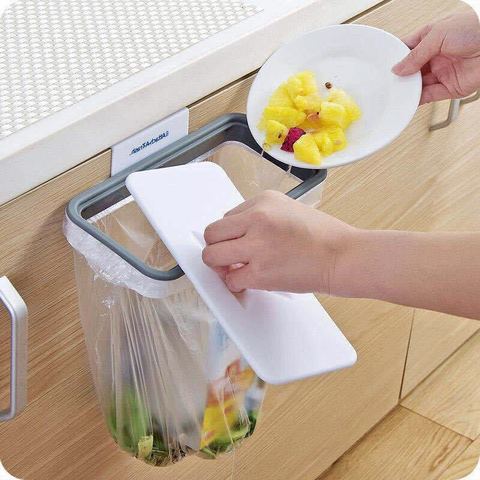 Plastic Cupboard Door Back Garbage Trash Bag Holder Hanging Rubbish Cabinet Hanging Trash Rack Storage Bag Hanger Kitchen Tool ► Photo 1/6