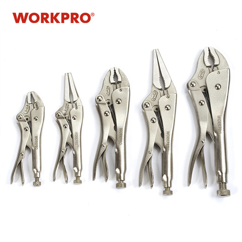 WORKPRO 5PC Pliers Set CRV Locking Pliers curved jaw pliers long nose pliers ► Photo 1/5