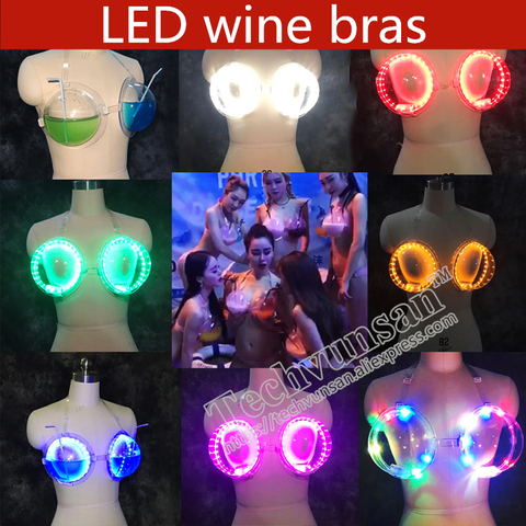 NEW Sexy LED wine bottle glass Creative LED glowing wine bras Bra cup nightclub can take a cocktail glowing mask atmosphere ► Photo 1/6