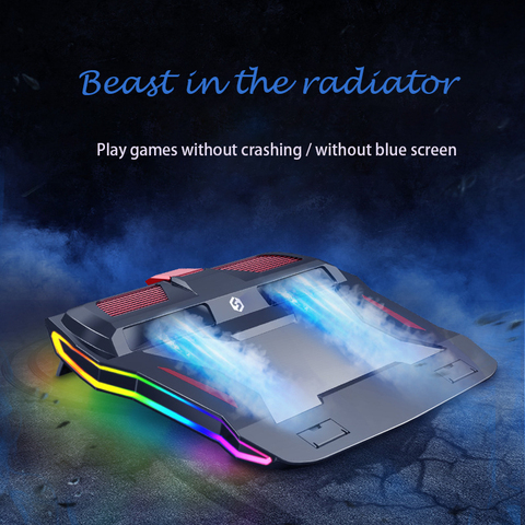 2022 New RGB Gaming Laptop Cooler Adjustable Notebook stand 3000 RPM Powerful Air Flow Cooling Pad For 12-17 inch Laptop ► Photo 1/6