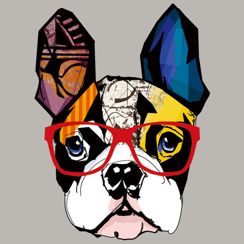 Colors Dog Head Thermal Transfers Red Glasses Patches For Clothes Diy New Washable Garment Accessory Heat Transfer ► Photo 1/6