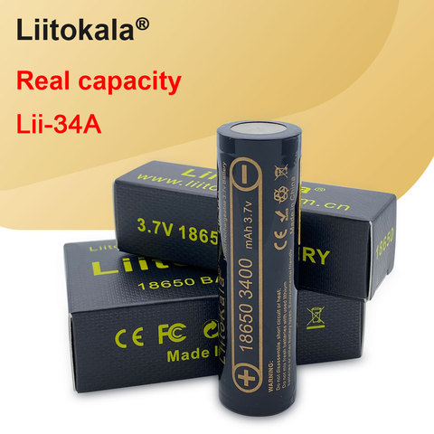 100% original New liitokala Lii-34A for 3.7v 18650 battery 34a 3400mAh rechargeable battery for MP3/ flashlight / torches / lamp ► Photo 1/5