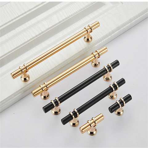 Golden Cabinet Door Handle Modern European Style Black Bathroom Drawer Handle Wardrobe Knobs Furniture Hardware Lengthen ► Photo 1/6