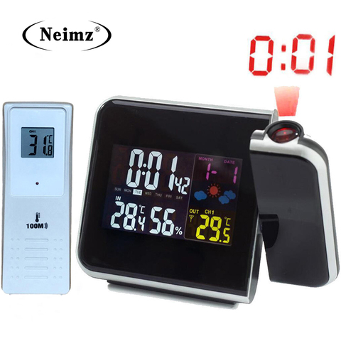 Digital Projection Alarm Clock Weather Station with Temperature Thermometer Humidity Hygrometer/Bedside Wake Up Projector Clock ► Photo 1/6