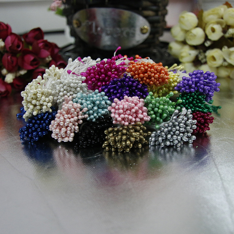100pcs/lot Multi-Color Pearl Stamen Hand Mini Workers Make Flowers Wedding DIY Wreath Decoration Wedding Decorative Flowers ► Photo 1/6