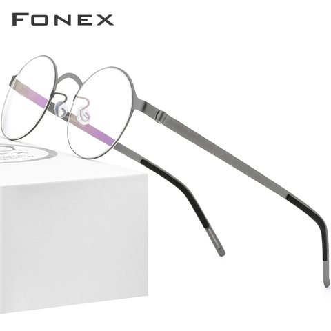 FONEX Handmade Glasses Frame Men Vintage Round Screwless Eyewear Optical Prescription Brand Designer Eyeglasses Women 98626 ► Photo 1/6