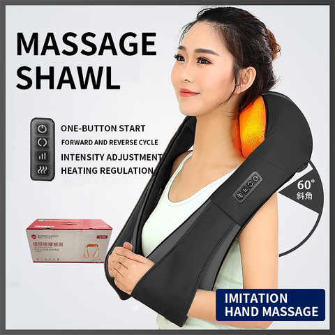 220V/12V kneading massage shawl, waist back cervical spine car home dual-purpose heating massager ► Photo 1/1