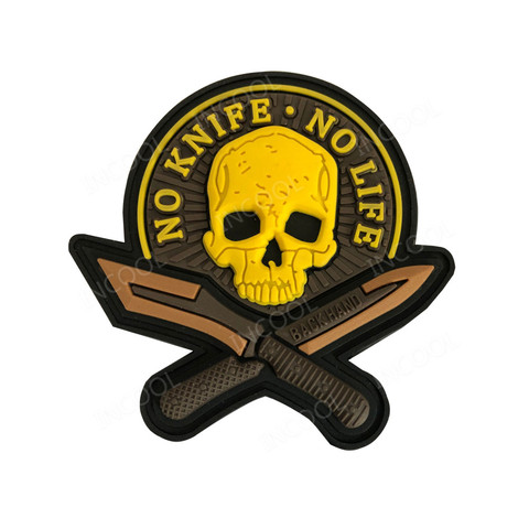 No Knife No Life PVC Skull Patches Tactical Military Decorative Patches Combat Rubber Badges For Cap Backpack Clothes Bag ► Photo 1/4
