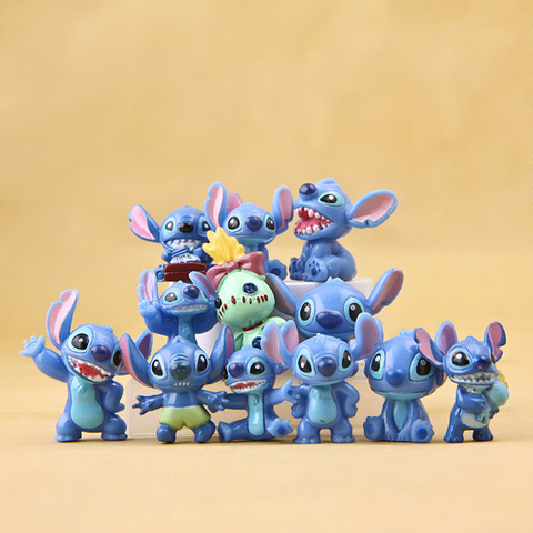Disney Action Toy Figures Lilo Stitch Doll 3cm 12pcs Mini Stitch