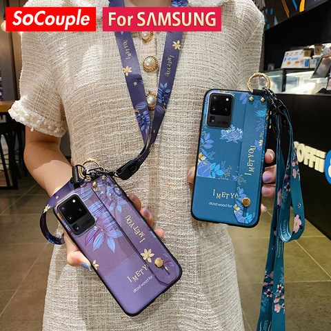 SoCouple Phone Holder Case For Samsung Galaxy A51 50 71 70 20 30 21s Note 10 Lite S20 FE S10 S9 S8 Plus Wrist Strap Lanyard Case ► Photo 1/6