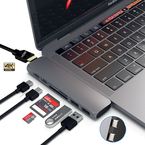 USB C Hub To TF SD Reader Slot Hub 3.0 PD Thunderbolt 3 USB C Hub Adapter for MacBook New Pro Air 12 13 15 16 2022 A2289 A2179 ► Photo 1/6