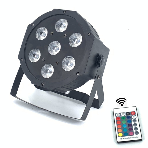 Wireless Remote Control LED The brightest 8 dmx Channels Led Flat Par 7x12W RGBW 4IN1 Fast Shipping ► Photo 1/6