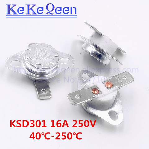 KSD301 250V 16A 40~135Degc Flat foot Fixed ring Normally closed Temperature switch45 50 55 60 70 80 100 110 115 120 125 130 135C ► Photo 1/6
