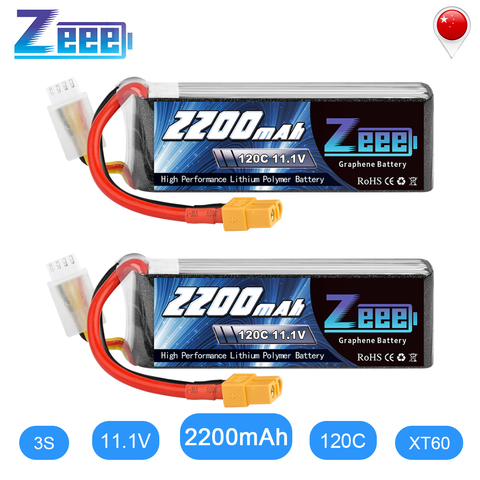 2units Zeee Lipo Battery 11.1V 3S 2200mAh 120C RC Graphene Lipo Battery with XT60 Plug For FPV RC Helicopter Drone Boat Airplane ► Photo 1/6