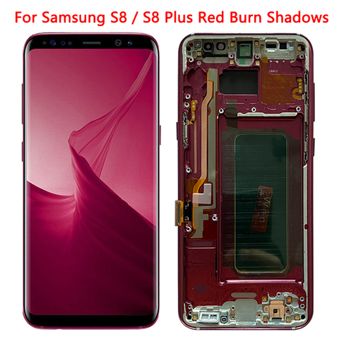 super Amoled S8 LCD For Samsung Galaxy S8 Plus LCD Screen Frame Display Assembly SM-G950F G955F LCD Screen With Red Burn Shadows ► Photo 1/6