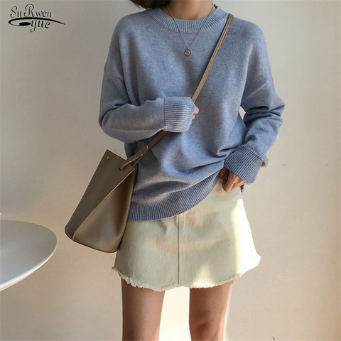 Basic O-neck Knitted Jumpers for Women Sweater Casual Loose Long Sleeve Autumn Winter Sweater Female Pullovers Streetwear 11304 ► Photo 1/6