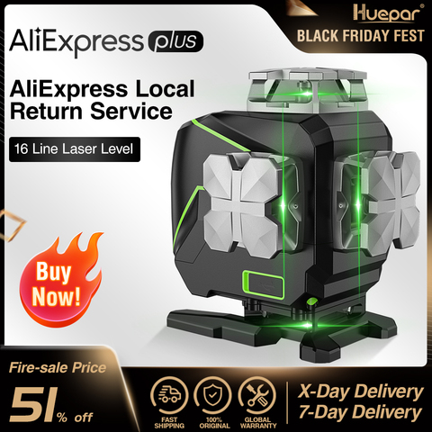 Huepar S04CG 16 lines 4D Cross Line Laser Level Bluetooth & Remote Control Functions Green Beam Lines With Hard Carry Case ► Photo 1/6