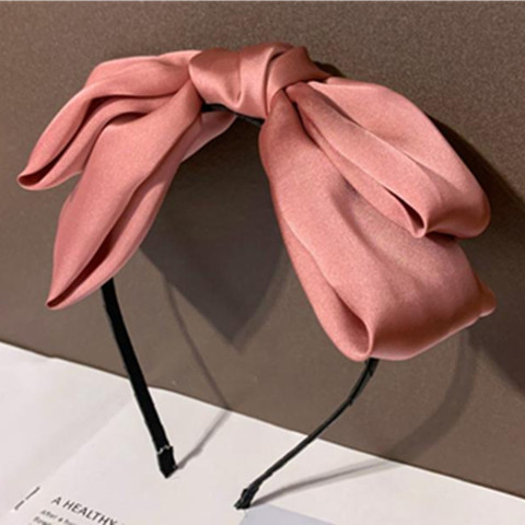 Solid Satin Bowknot Hairband Women Big Bow Headband Teen Girls Hairband Bow Knotted Center Women Hair Accessories Head Band ► Photo 1/6