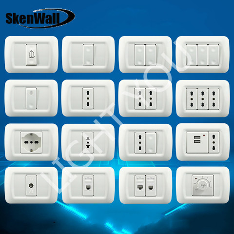 118 Type PC Panel Italian Standard Israeli Wall Switch Concealed Italian Standard Power Socket with USB ► Photo 1/5