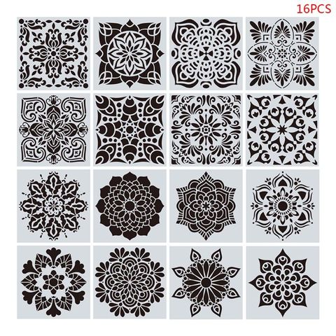 16pcs/set Mandala Stencils DIY Drawing Template Painting Scrapbooking Paper Card ► Photo 1/5