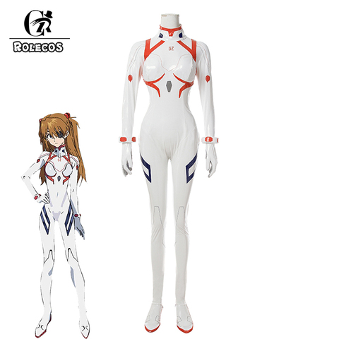 ROLECOS Anime EVA Cosplay Costume Asuka Langley Soryu Cosplay Costume Sexy Jumpsuit Women White Bodysuit Romper Halloween Costum ► Photo 1/1