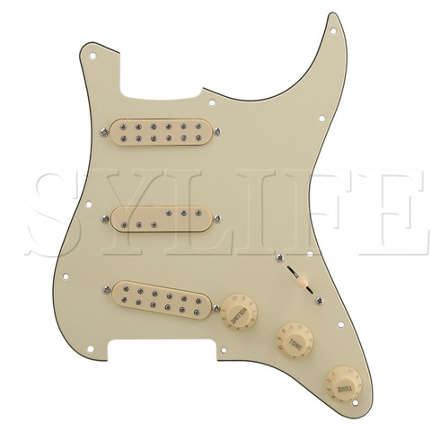 Yellow SSS 3 Ply Prewired Pickguard Single Pickup Knob Switch Set ► Photo 1/1