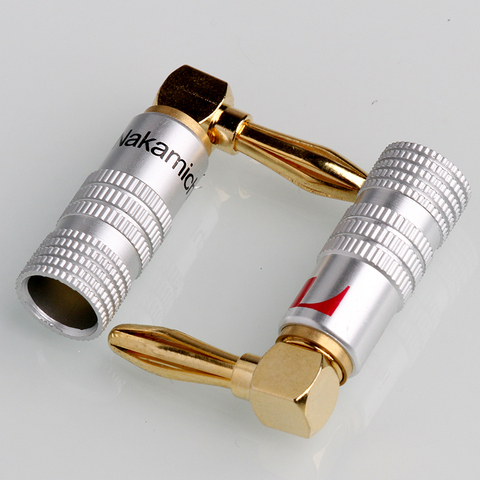 4PCS Banana Plug Right Angle 90 Degree 4mm Gold-Plated Video Speaker Adapter Audio Connector Banana Connectors ► Photo 1/6