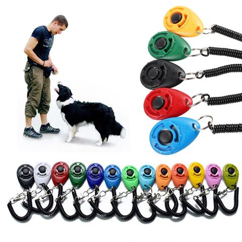 Pet Products Pet Cat Dog Training Clicker Plastic New Dogs Click Trainer Aid Adjustable Wrist Strap Sound Key Chain Dog Repeller ► Photo 1/6