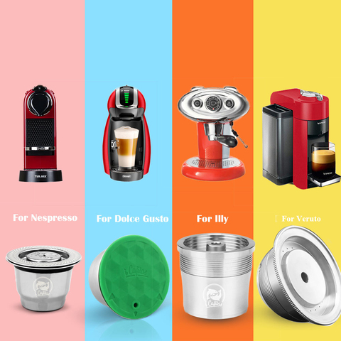  ICafilasStainless Steel Metal Reusable Coffee Capsule For Dolce Gusto For Nespresso For Illy For Cafissimo ► Photo 1/5