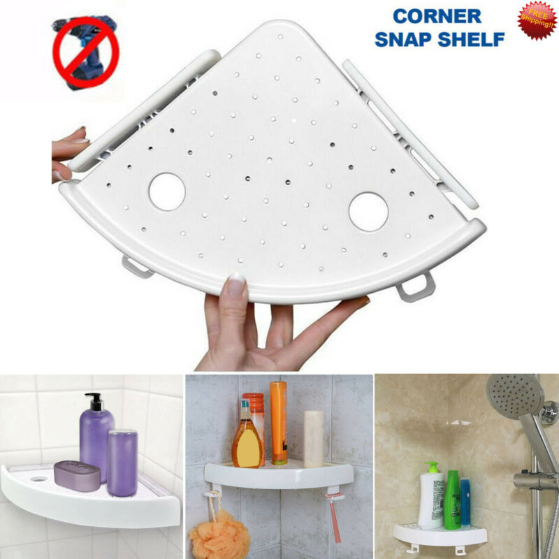 10 Bathroom Corner Snap Up Shelf Qrganizer Caddy Bathroom Plastic Corner Shelf  Rack Shower Storage Wall