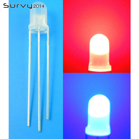 50PCS F5 LED light 5mm Dual colour Red-Blue/Red-Green Milk White 3pin Common Anode/Cathode diy electronics ► Photo 1/3