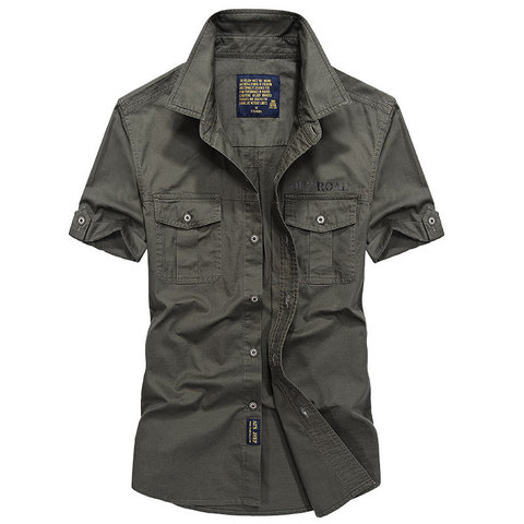 Plus Size 4XL Men's Summer Short Sleeve Shirts Cargo military Shirts Breathable Cool imported clothing camisa social masculina ► Photo 1/6