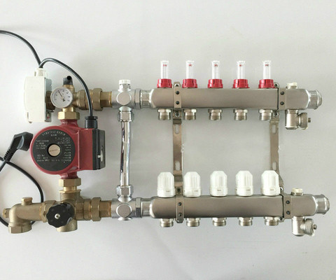Underfloor Heating Manifold 5 Port & Rated Pump for room radiant for 1/2 pex ► Photo 1/3