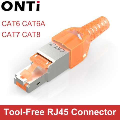 ONTi 10Pcs Tool-Free Shielded RJ45 Cat 7 / Cat6A Termination Plug Cat7 Plug / Cat7 Connector cat6A connectors Modular 23/24AWG ► Photo 1/6