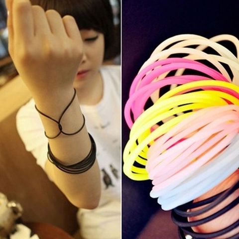 Wholesale 20PCS Neon Fluorescent Luminous Silicone Bracelets Wristband Candy Gummy Hairband Unisex bangles Glow Rubber Bracelet ► Photo 1/6