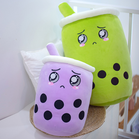 cute bubble tea plush toy green purple boba tea cup throw pillow cushion stuffed food milk tea soft doll  kids toy birthday gift ► Photo 1/6