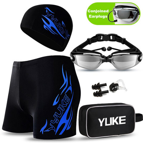 Men's Swimming Set Swim Trunks Glasses Cap Carry Bag Plus Size Swimwear Men Swimsuit Bathing Suit Beach Boxer Shorts 2022 Newest ► Photo 1/6