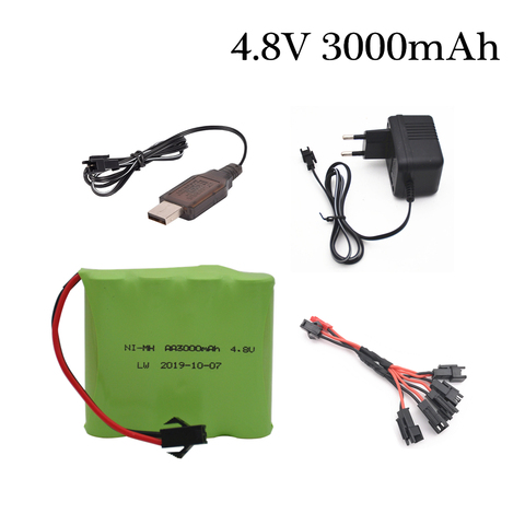 4.8v 3000mah NiMH Battery with Charger For Rc toys Cars Tanks Robots Boats Guns Ni-MH AA 4.8v Rechargeable Battery Pack ► Photo 1/4