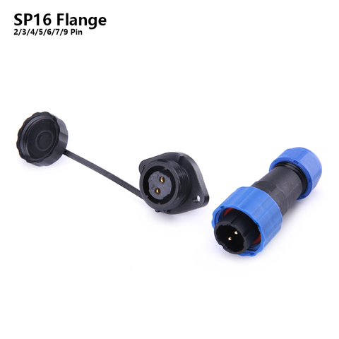 SP16 IP68 Waterproof Connector Plug and Socket 2 3 4 5 7 9PIN Connectors with 2 Hole Flange Type Plug DIY YOU Top Quality ► Photo 1/6