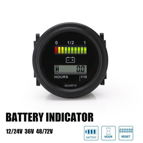 Digital  Lcd Hour Meter with led battery indicator Gauge 12V 24V 36V 48V 72V ► Photo 1/6