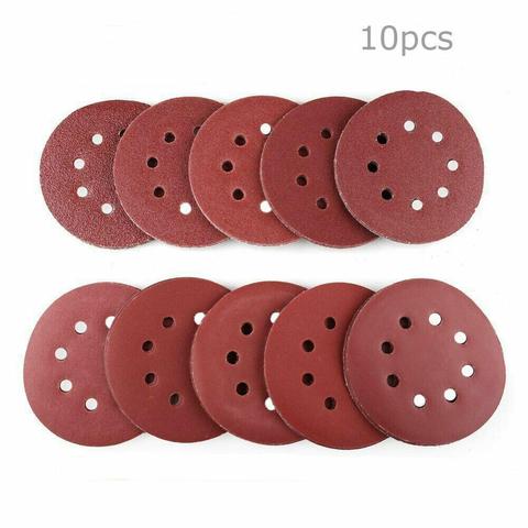 10 sheet 5'' inch Sanding paper Disc Sandpaper 60 to 2000 Grit Hook Loop 8 hole ► Photo 1/6