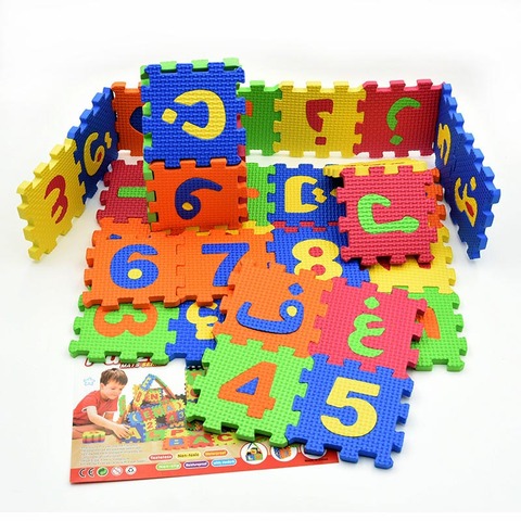 Arabic Alphabet Toys Kids Baby Play Puzzle Mats 9 * 9CM 5.5*5.5cm Carpet Rugs Babies  28PCS  Language & 8PCS Number for kids ► Photo 1/6