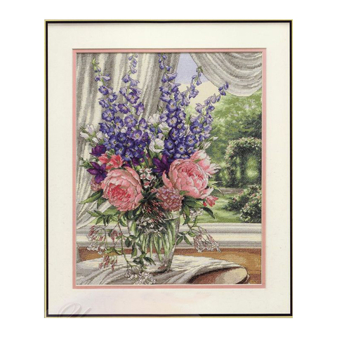 top Quality lovely counted cross stitch kit peony and delphinium, Peonies and Delphiniums flowers dim 35257 ► Photo 1/6