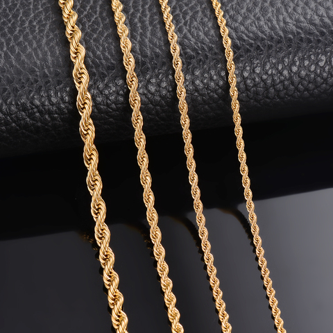 1 piece Gold Color Width 2mm/2.5mm/3mm/4mm/5mm/6mm Rope Chain Necklace/Bracelet For Men Women Stainless Steel Chain Necklace ► Photo 1/4
