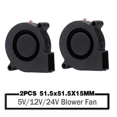 2 Pieces 5015 50mm DC 24V 12V 5V Ball/Sleeve Brushless Cooling Turbine Blower Fan 50mm x 15mm Blower Cooler Fan for 3D Printer ► Photo 1/6