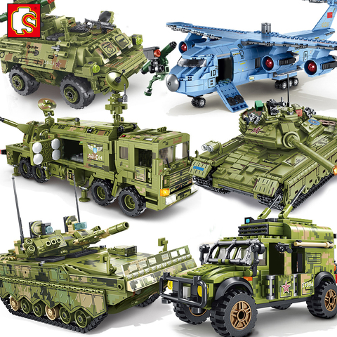 Sembo Block Military Panzer Tank Helicopters Armored Car Building Blocks Army Truck Aircraft SWAT WW2 Soldiers Construction Toy ► Photo 1/6