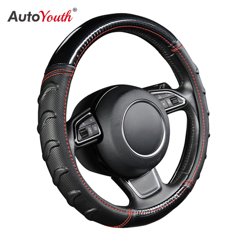 AUTOYOUTH Willow Patterned Massage Car Steering Wheel Cover Soccer Pattern Splice Light Leather Universal Fits Most Car Styling ► Photo 1/6