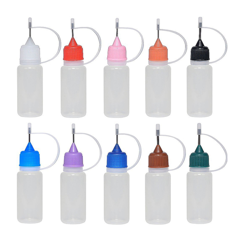 10pcs 10ml Plastic Empty Oil Dropper Bottle with Steel Needle Drip Tip for Liquids Random Color ► Photo 1/6