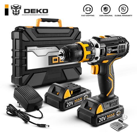 DEKO GCD20DU2Y 20Volt Max Electric Screwdriver Cordless Drill Mini Wireless Power Driver DC Lithium-Ion Battery 1/2-Inch 2-Speed ► Photo 1/6