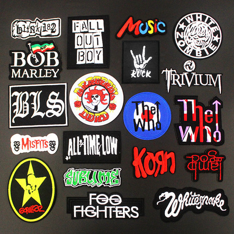 Fashion Cool Rock Band Music Patches Hot Iron on for Cloth Embroidered Badges Sewing DIY Applique Stickers ► Photo 1/6